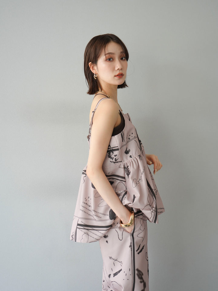 [予約]ペイント柄キャミソール/ベージュ