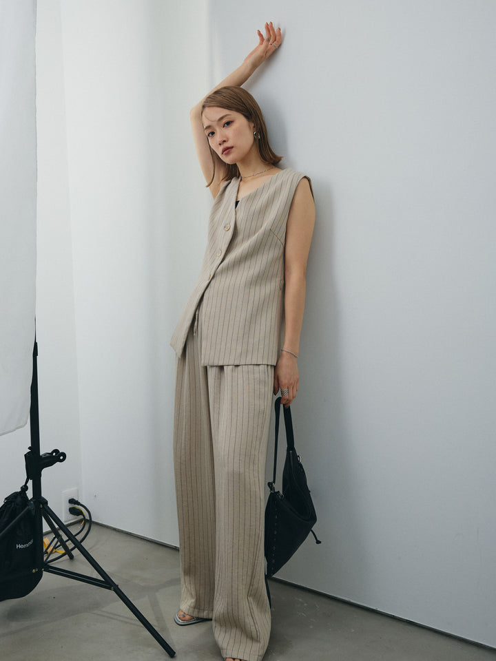 [SET]ストライプベスト＆ワイドパンツSET UP+ストライプベスト＆ワイドパンツSET UP(2set)