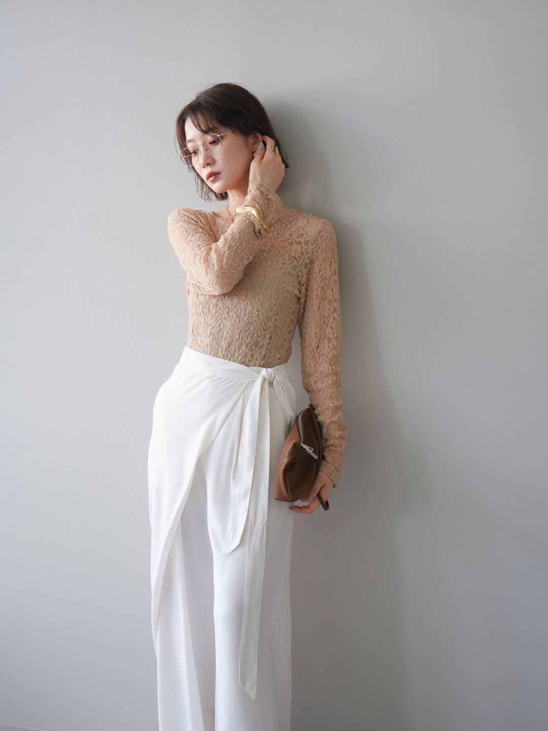 [予約]レースボディスーツ/beige