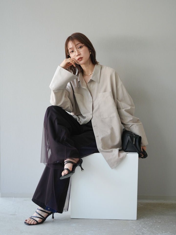 [予約]スエードライクBIGカフスオーバーシャツ/エクリュ