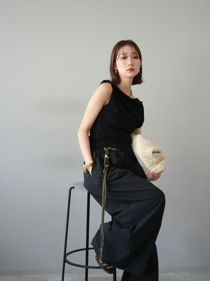 [SET]タックデザイントップス＆ビーズベルト付きパンツSET UP(2set)