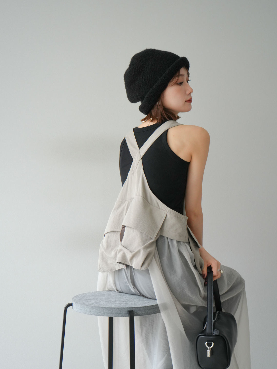 [予約]タクティカルベストオーガンザワンピース/グレージュ