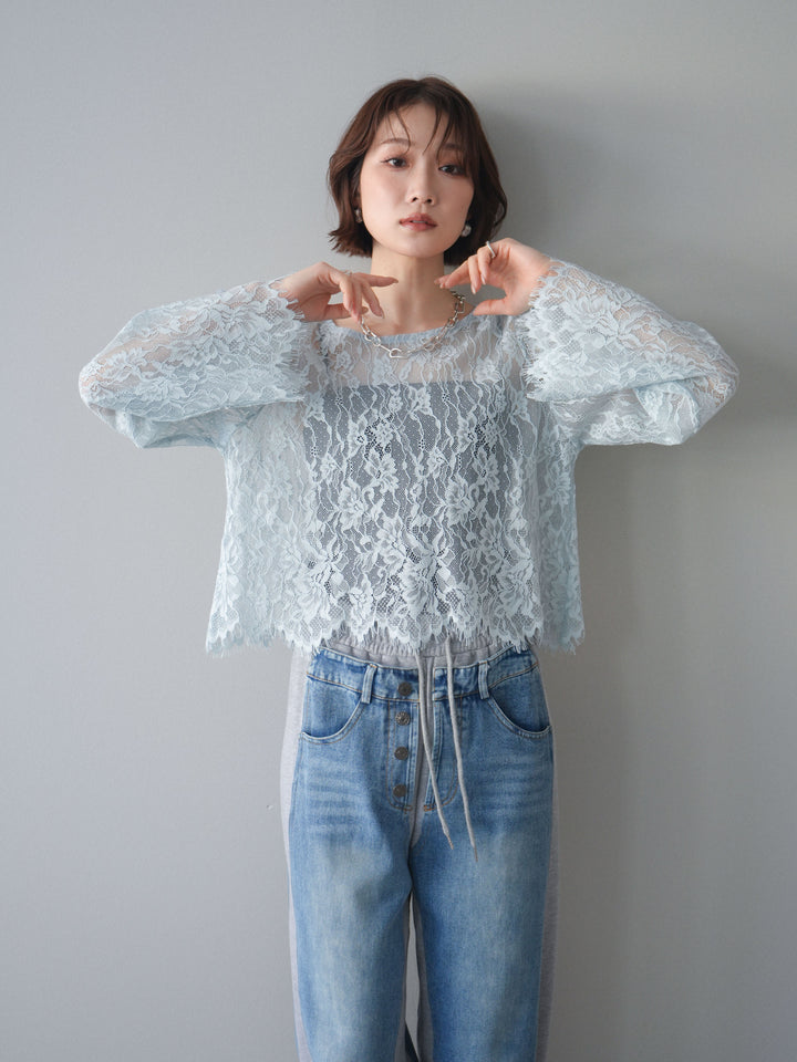 [SET]2WAYスリーブレーストップス+2WAYスリーブレーストップス(2set)