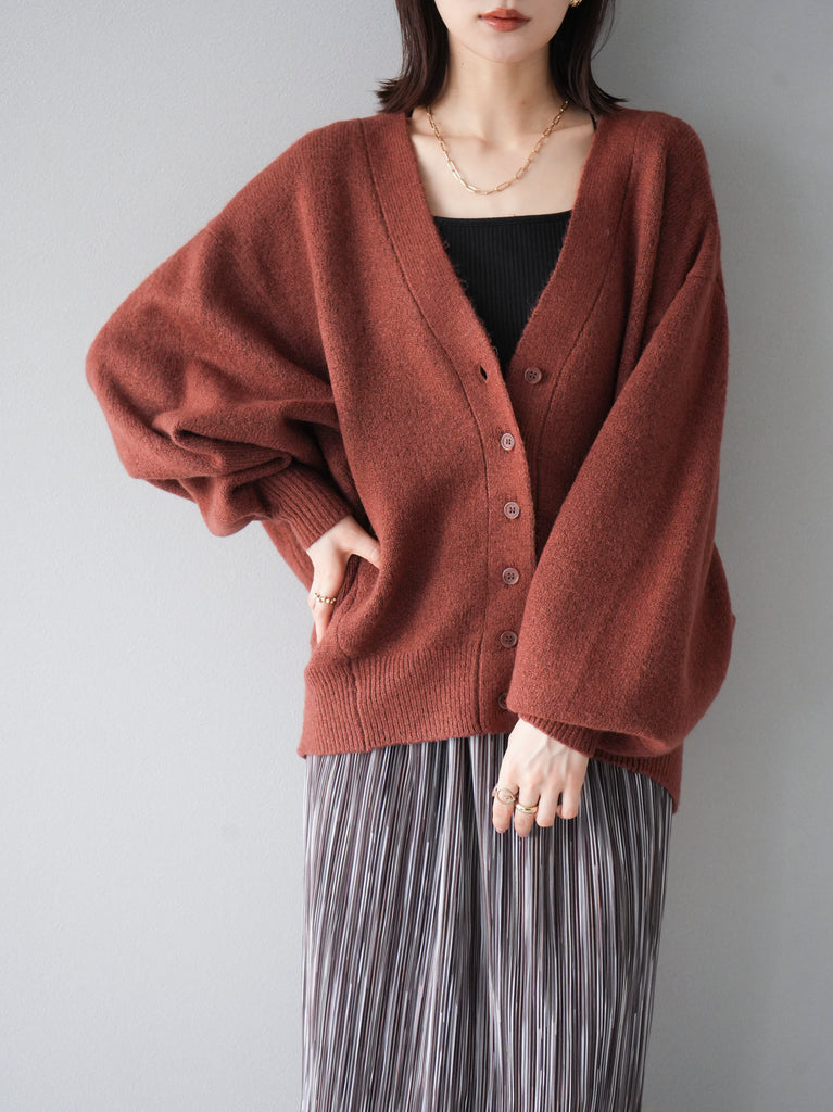 ブルマリン 金色レース ミンク襟 長袖カーディガン ブラウン ブルマリン 金色レース ミンク襟 長袖カーディガン ブラウン