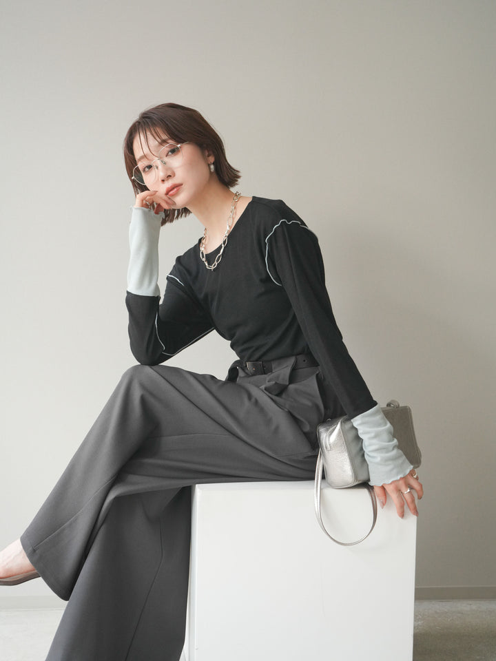 [SET]配色メロウトップス+配色メロウトップス(2set)