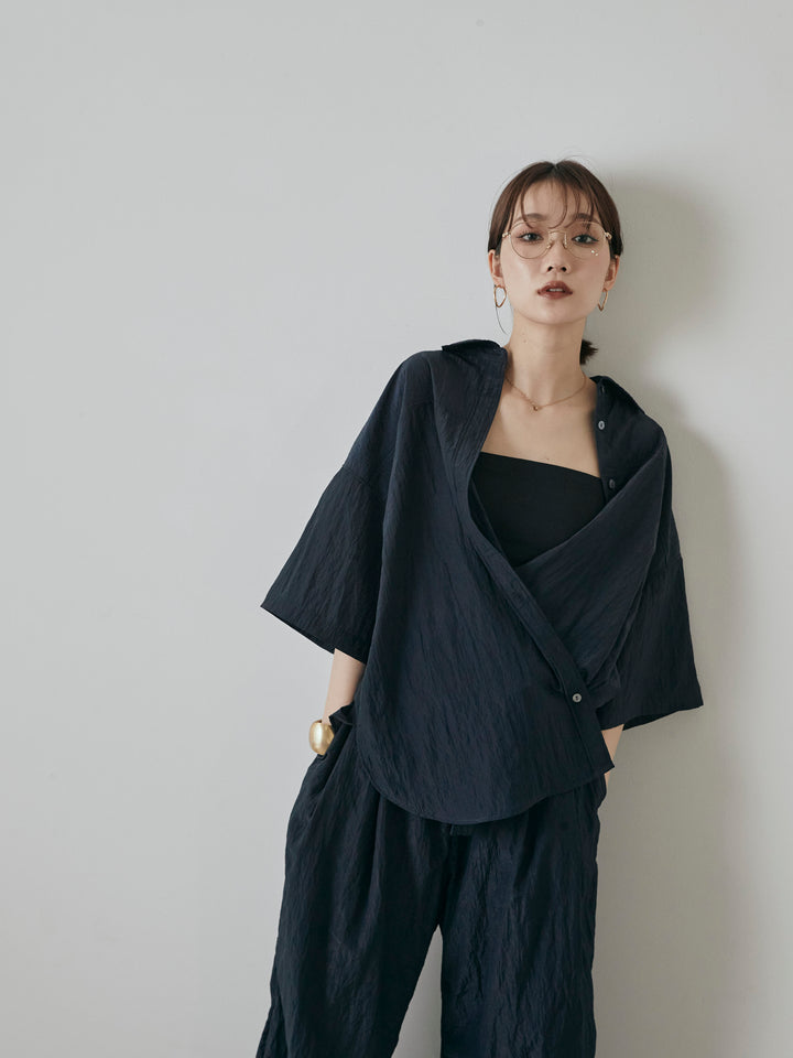 [予約]2WAYナイロンワッシャーハーフシャツ/ネイビー