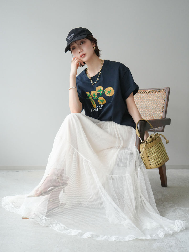 【預購】番茄刺繡T卹/藏青色