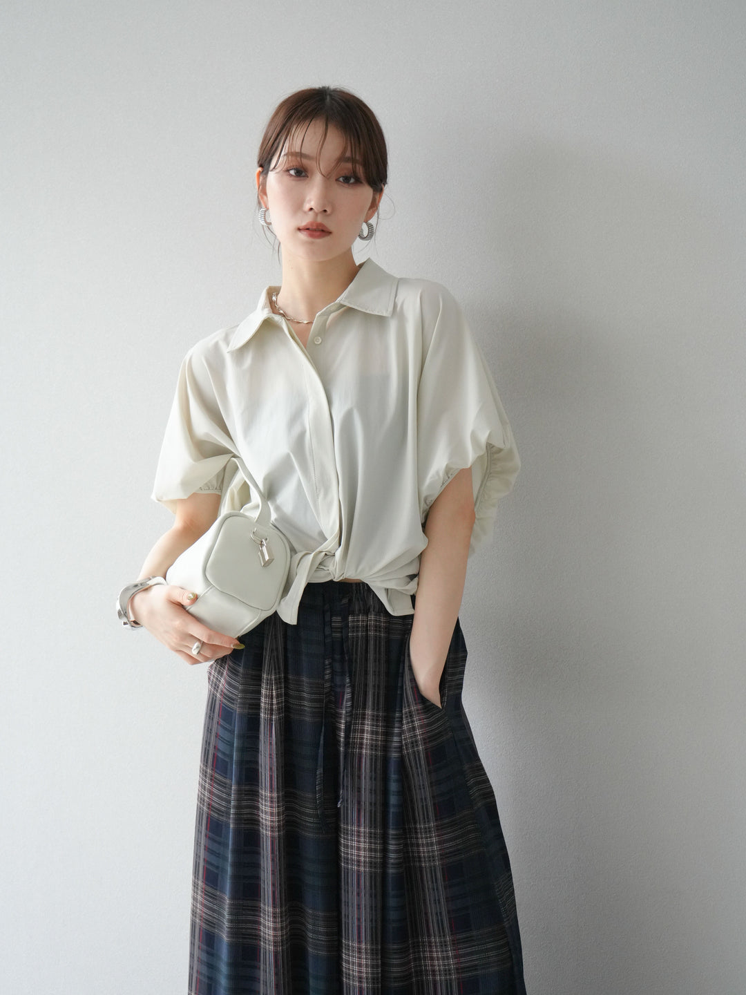 [予約]ICE TOUCHパフスリーブシャツ/オフグレー