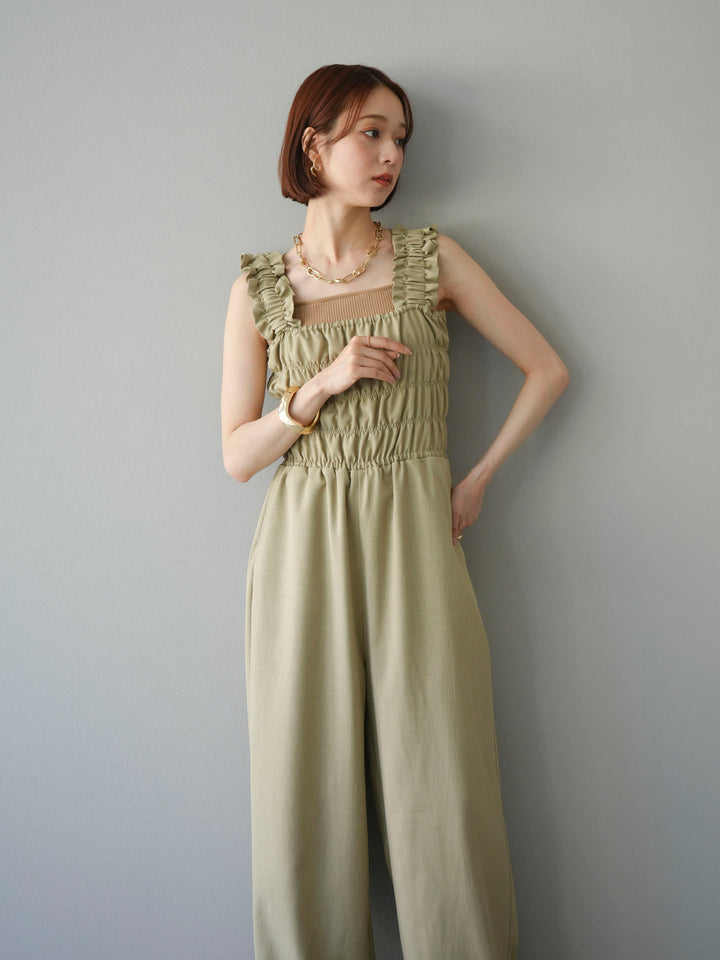 [予約]ヘザーエステルシャーリングサロペット/ベージュ