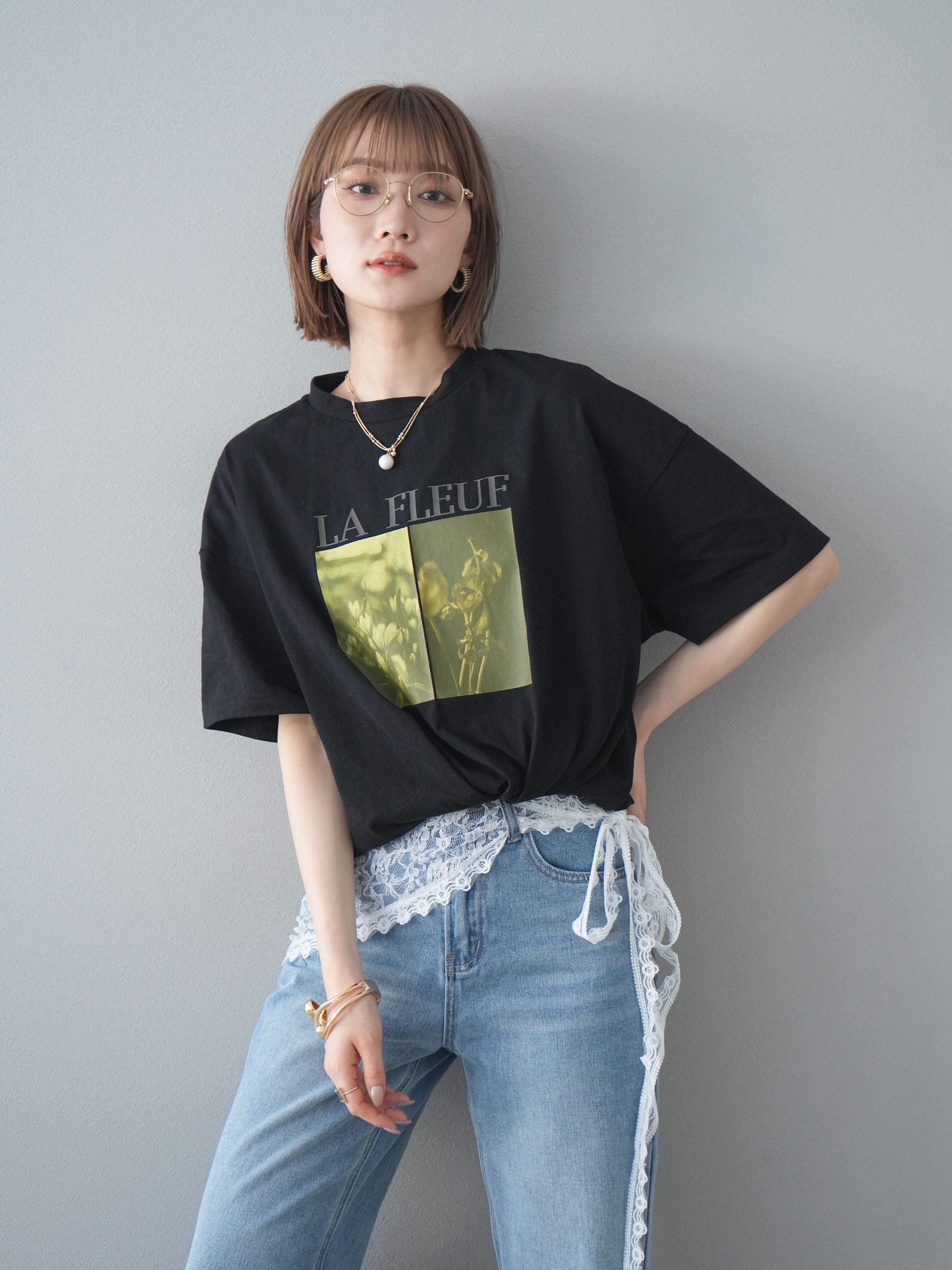 予約]カラープリントビッグTシャツ/ブラック2 – Lumier