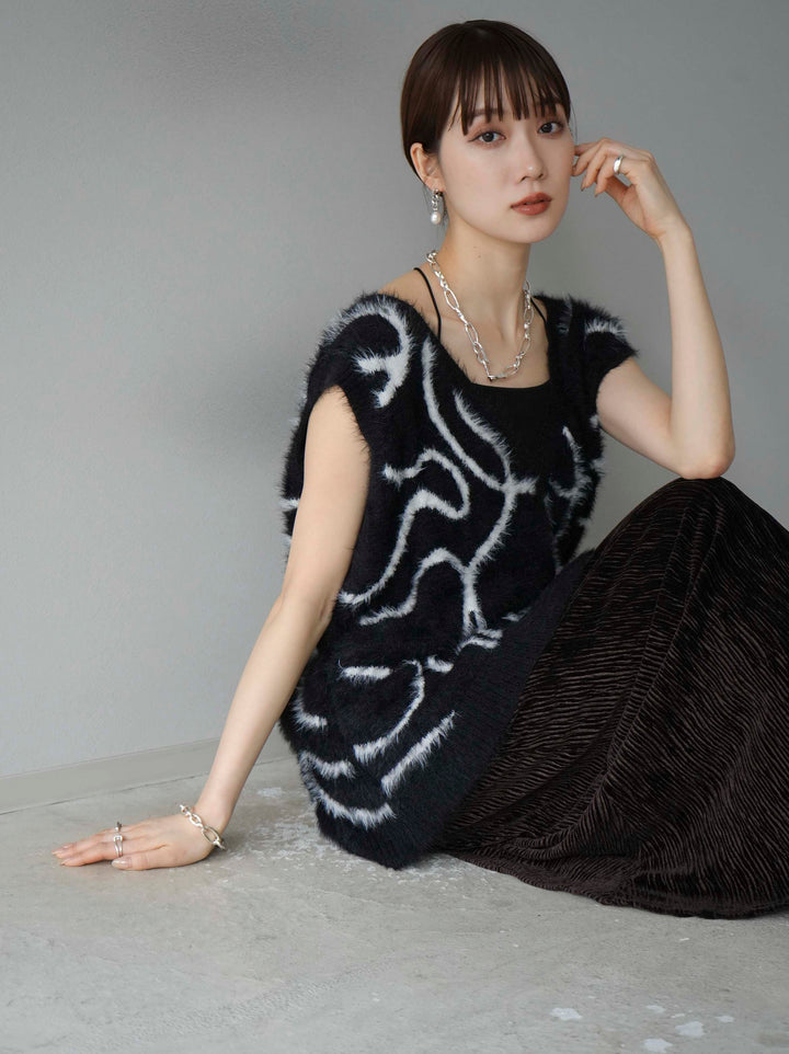 [SET]ラインシャギーニットベスト+選べるアクセセット(2set)