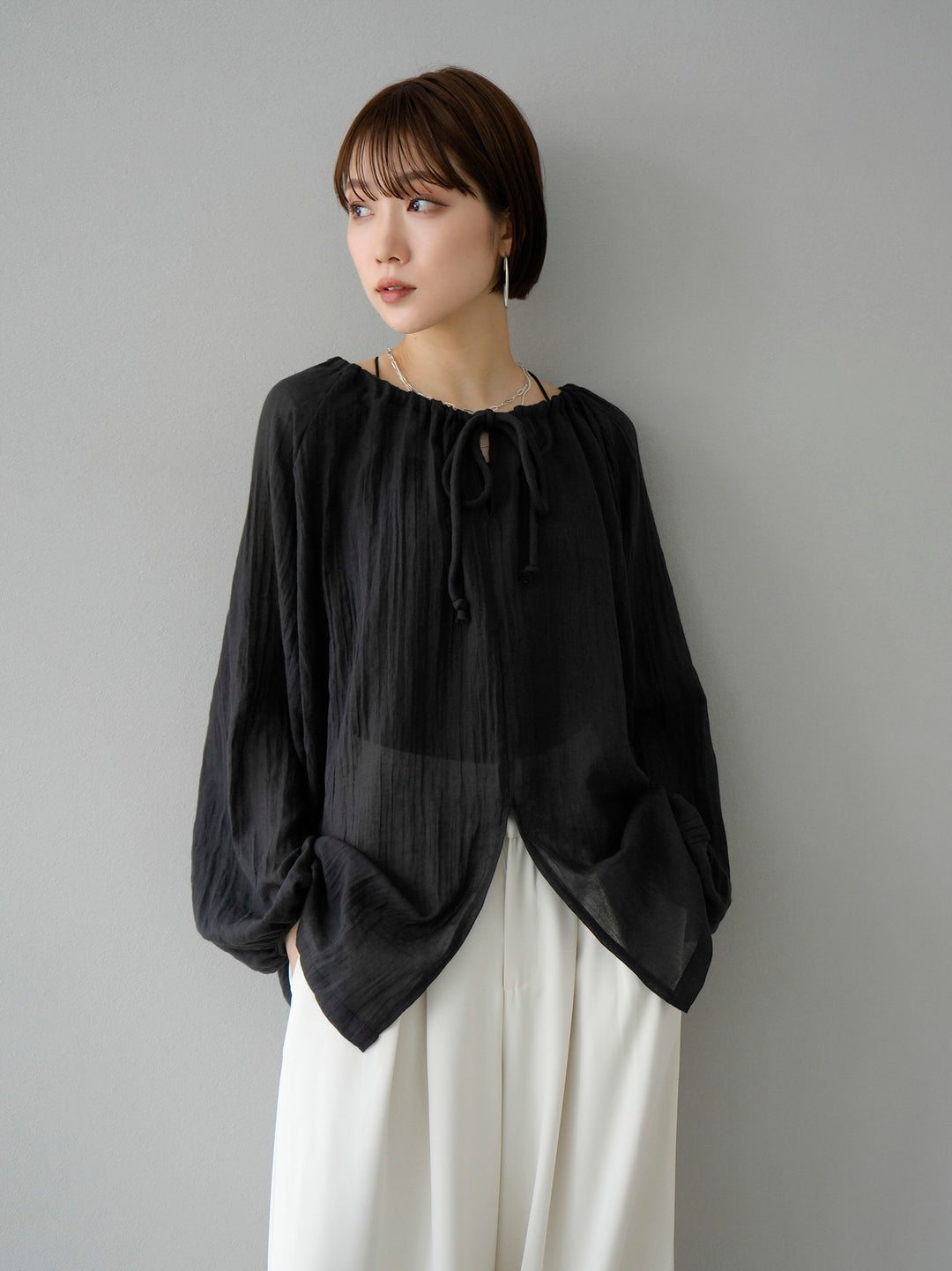 [Pre-order] Cotton voile blouse/black