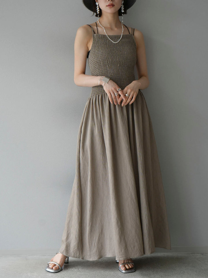 [Pre-order] Gathered Camisole Dress/Khaki