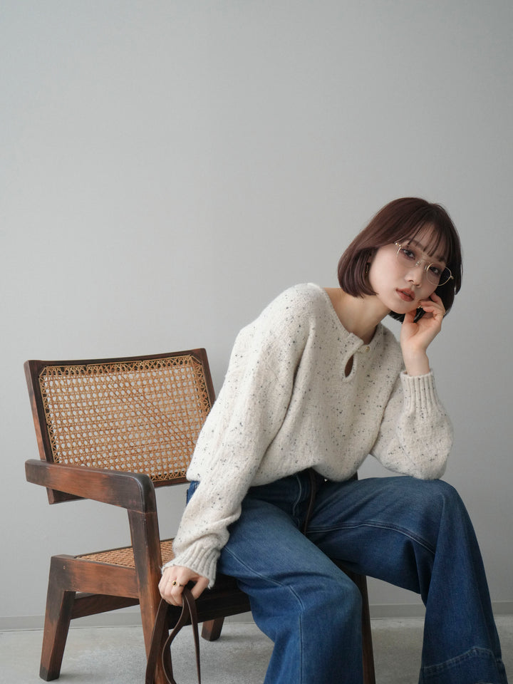 [SET]ツイストネックラメネップヤーンニットプルオーバー+ツイストネックラメネップヤーンニットプルオーバー(2set)