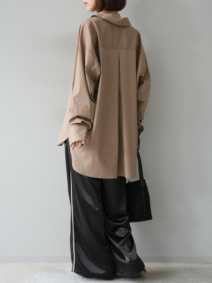 [予約]サテンラインワイドパンツ/ブラック