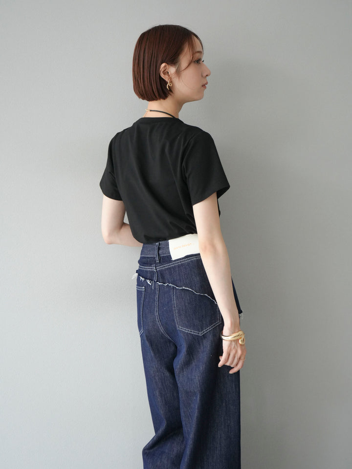 [SET]ビスチェデザインTシャツ+ヒップデザインデニムパンツ(2set)