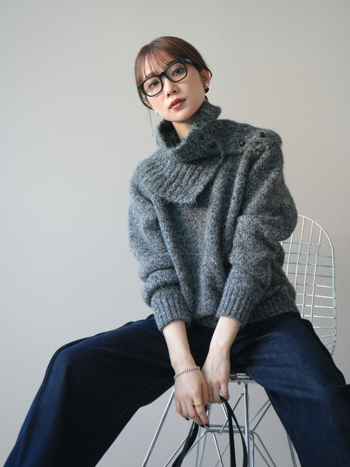 [予約]ネック付MIXニットアンサンブル/gray