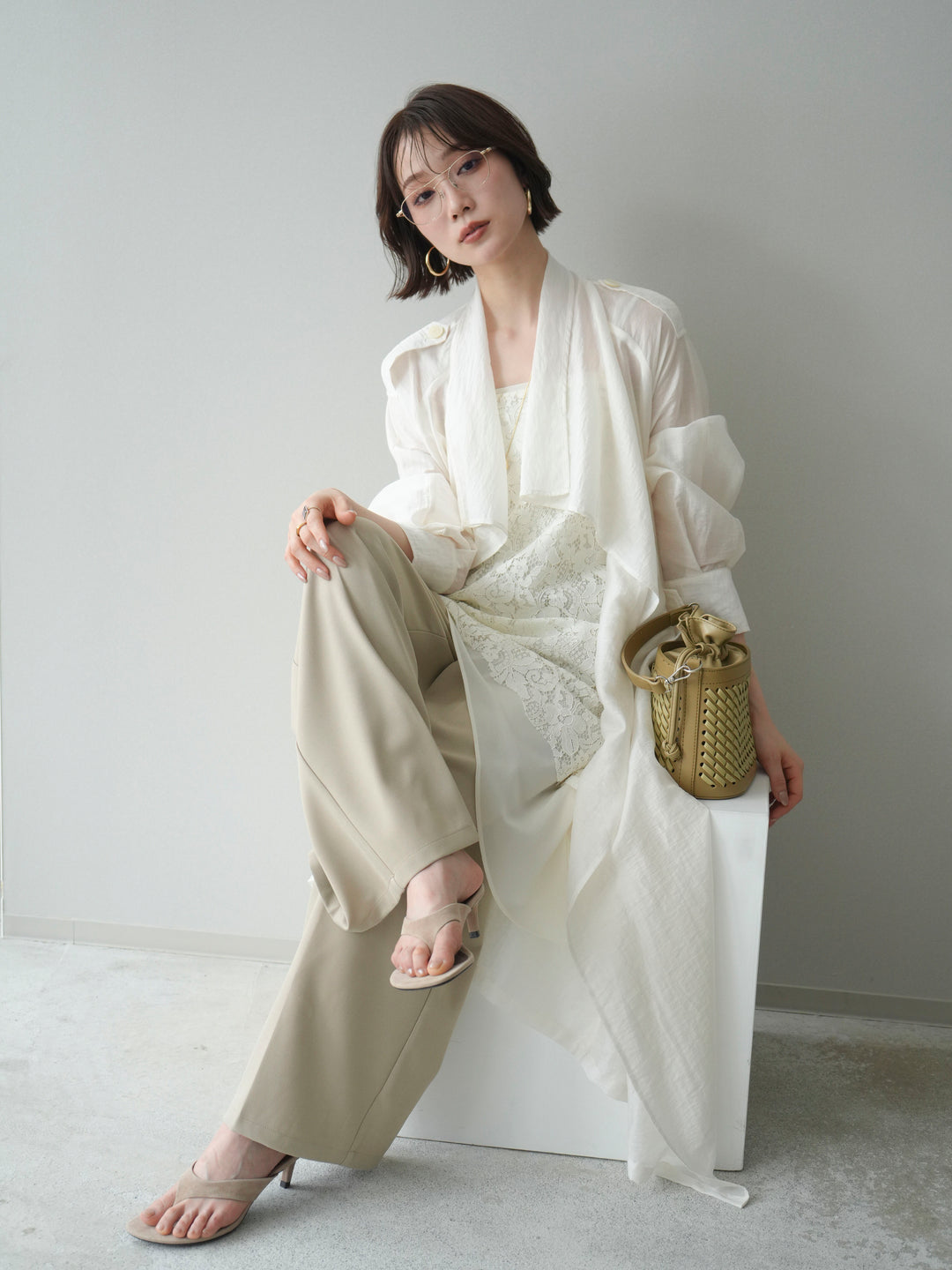 [予約]シアートレンチロングコート/ivory