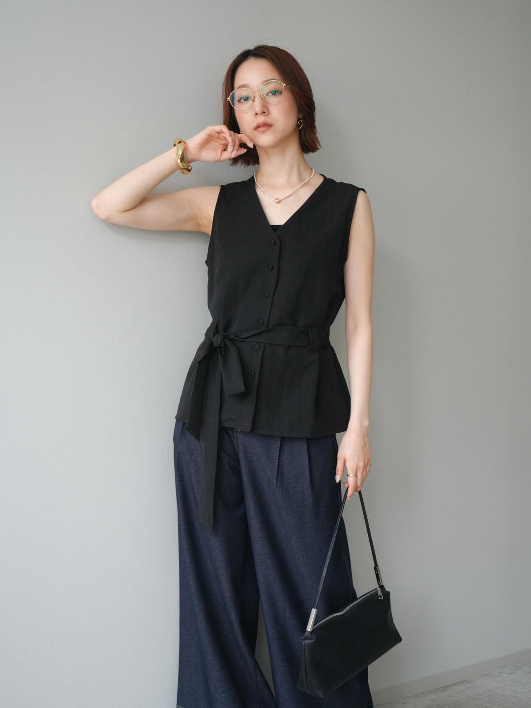 [予約]ウエストマークベスト/black