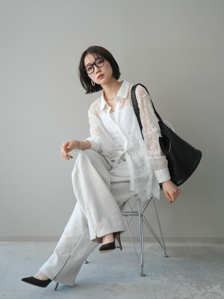 [予約]総レースボリュームスリーブシャツ/off