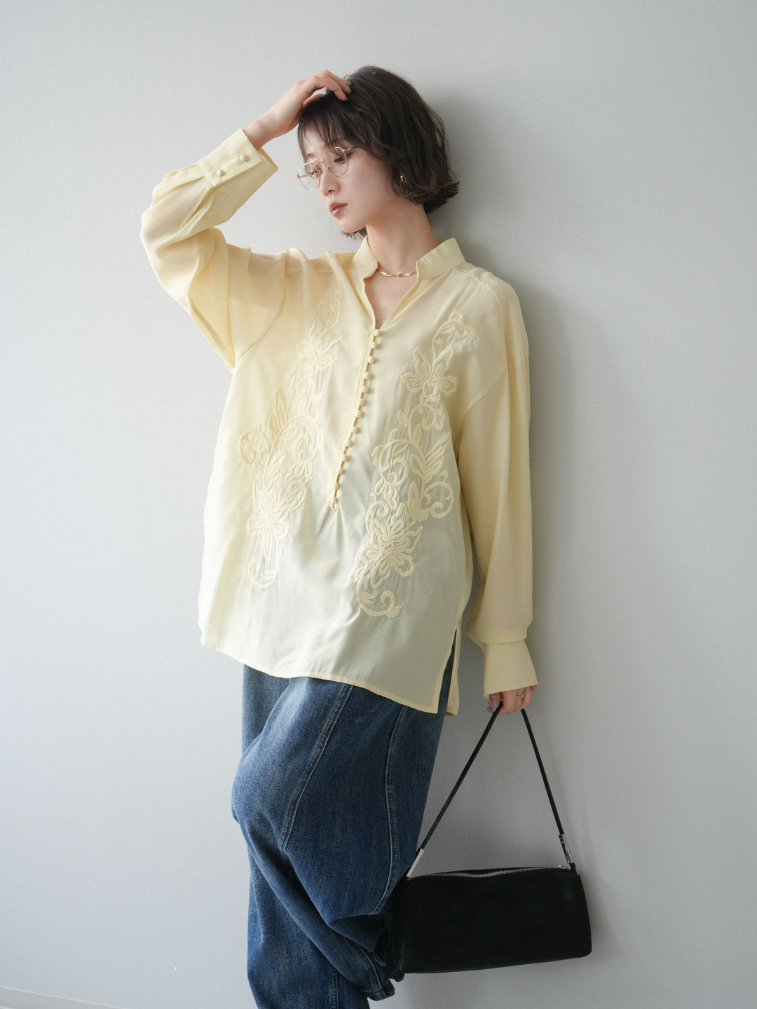 [予約]フロントコードエンブロイダリーブラウス/yellow