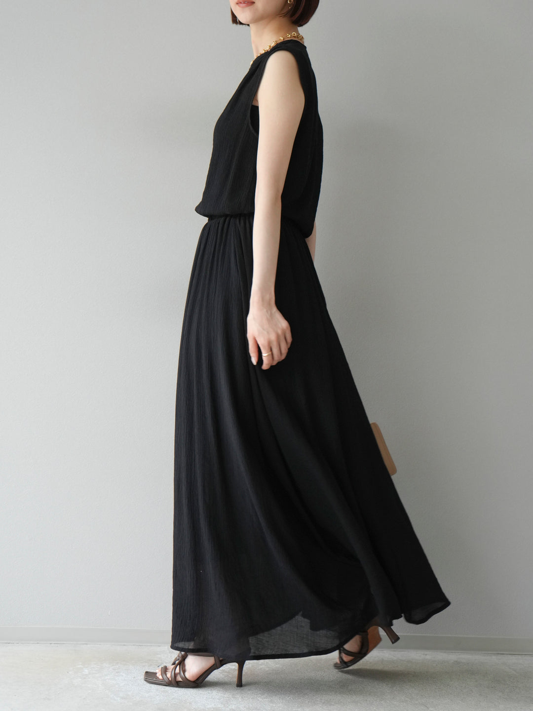 [SET]ビーズモチーフ楊柳ブラウス＆フレアスカートSET UP(2set)