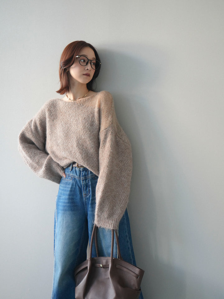 [予約]透かしデザインニットプルオーバー/ivory