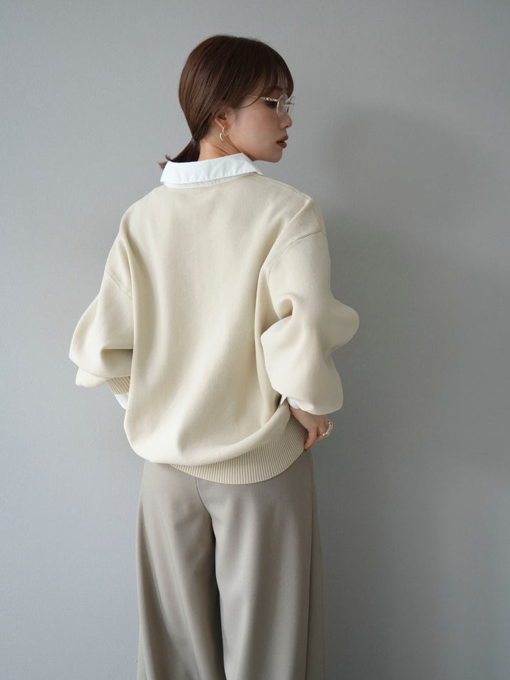 【SET】翻領polo針織套衫+雙褶闊腿褲（2件組）