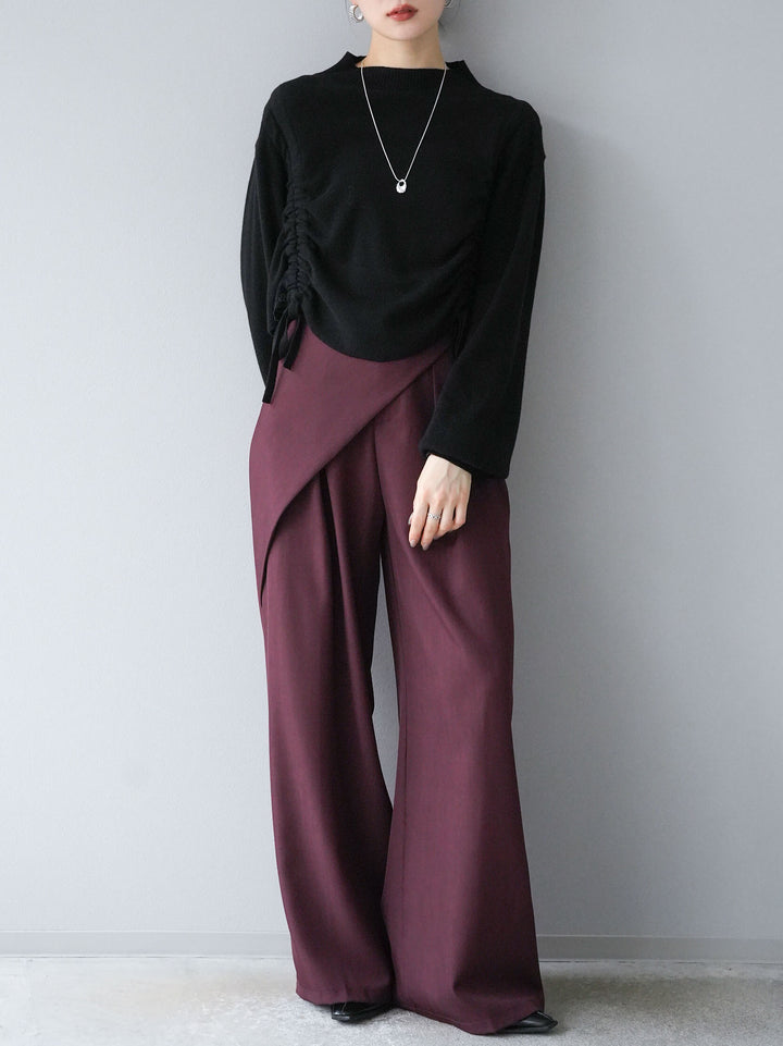 [予約]ドロストボトルネックショートニット/ブラック