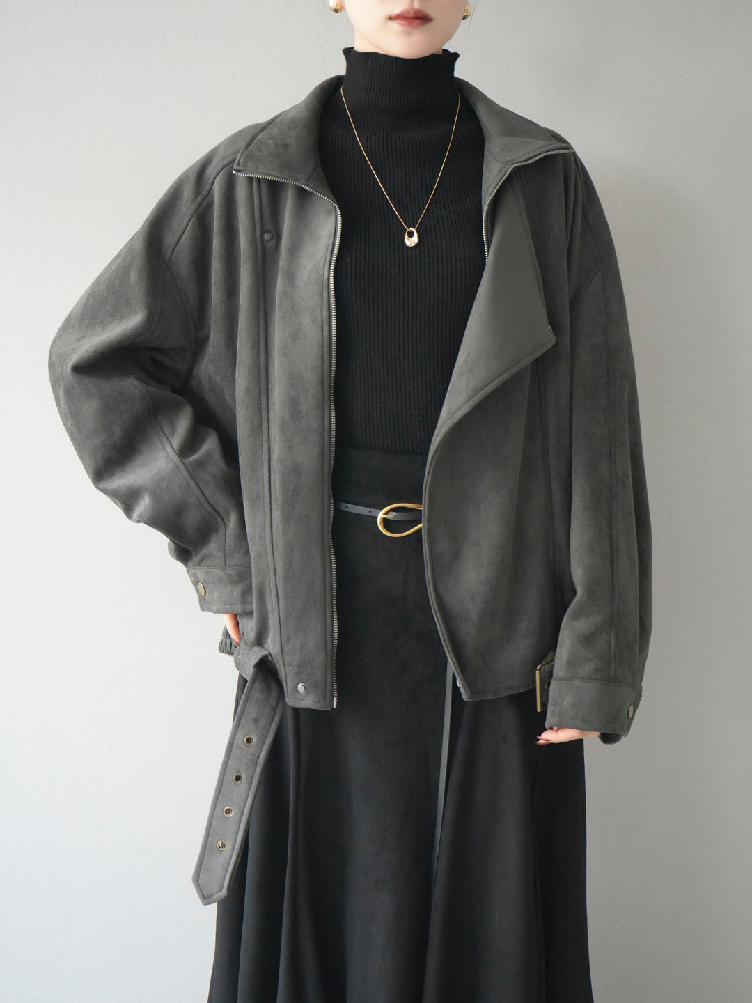 [予約]スエードライダースミドルジャケット/black