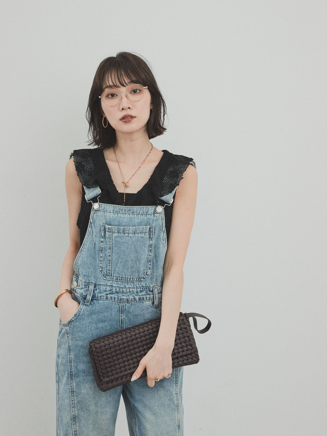 [套裝] 帶紗荷葉邊無袖上衣 + 帶紗荷葉邊無袖上衣 (2套)