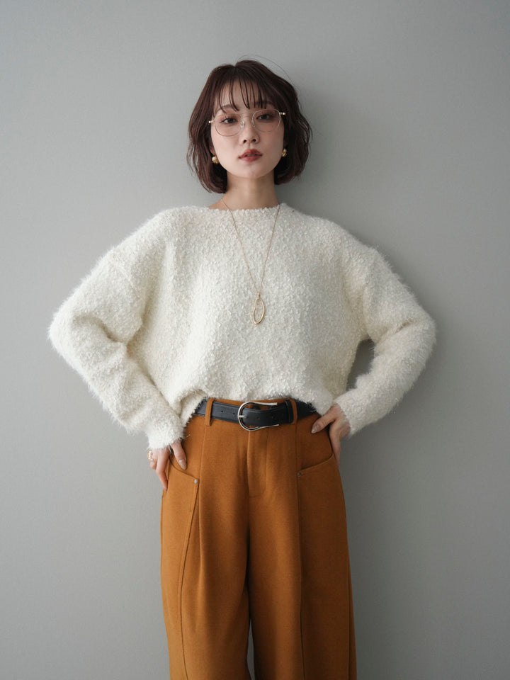 [SET]モールラメミックスヤーンニットプルオーバー+選べるアクセセット(2set)