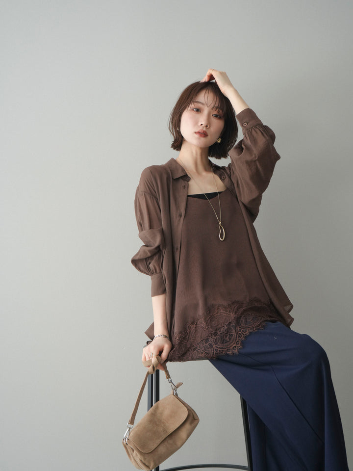 [予約]シアーポプリンシャツ/brown