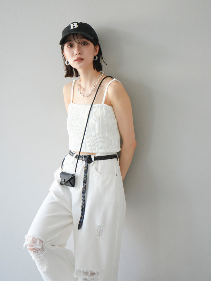 [預購]波浪滾邊杯裸色吊帶背心/可脫