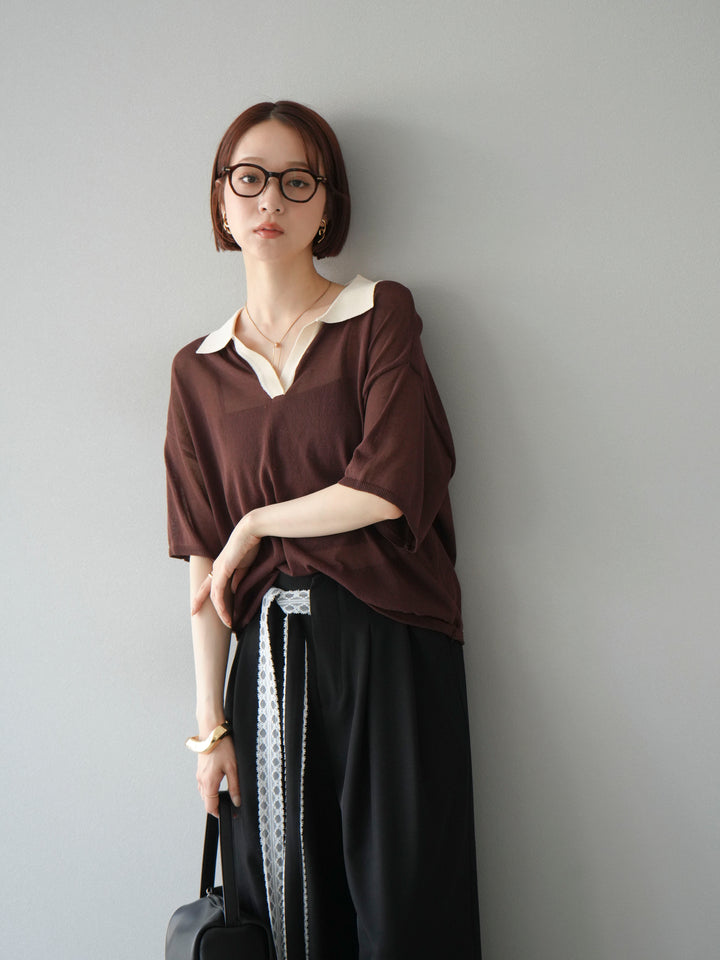 [予約]シアーポロニットプルオーバー/ブラウン