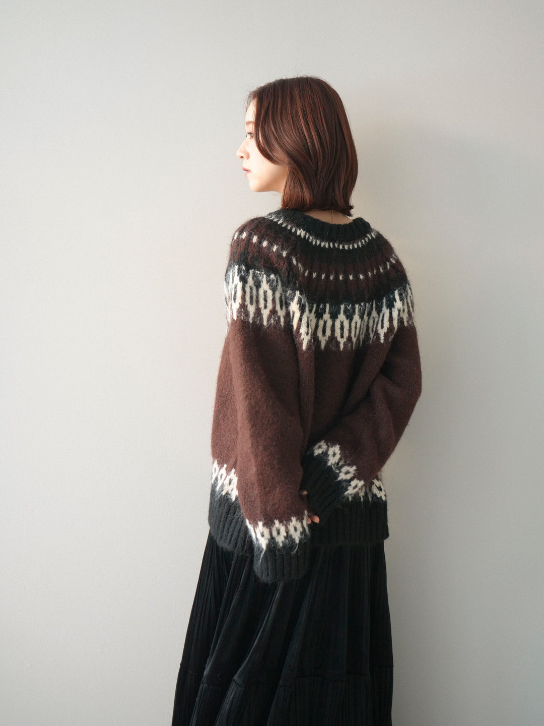 [SET]トグルボタン求心柄ニットカーディガン+選べるアクセセット(2set)