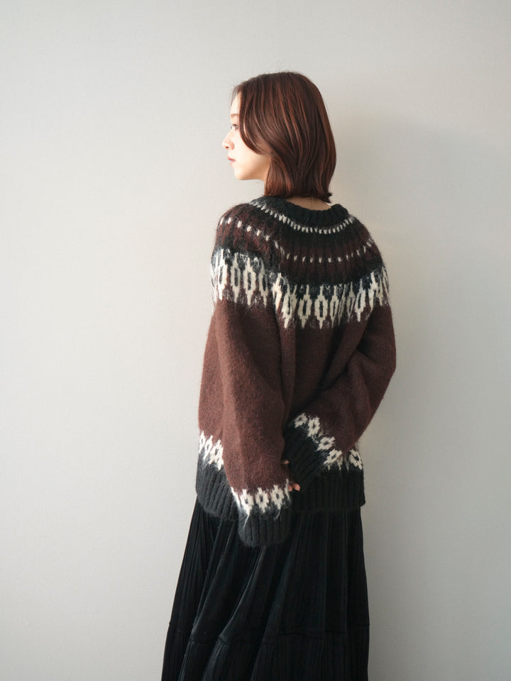 [SET]トグルボタン求心柄ニットカーディガン+選べるアクセセット(2set)