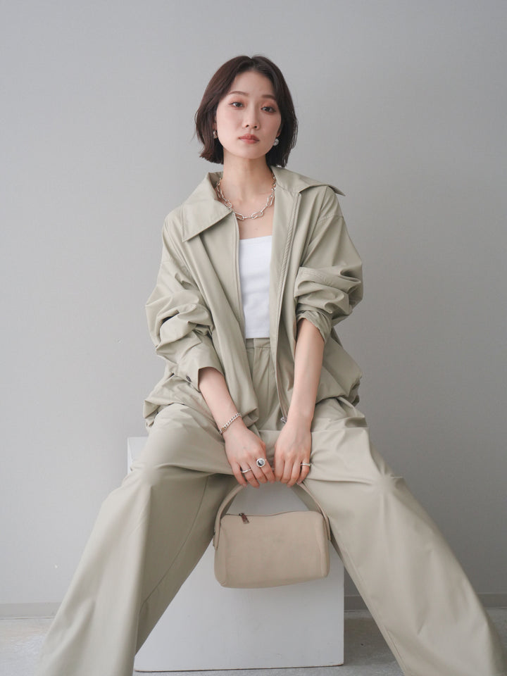 [予約]ウォッシャブルフェイクレザーバルーンジャケット/ecru