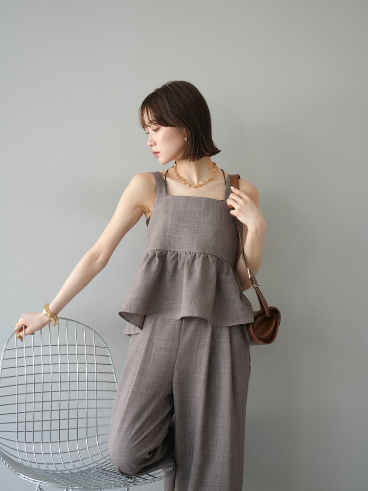 [SET]リネンライクビスチェ+リネンライクイージーワイドパンツ(2set)