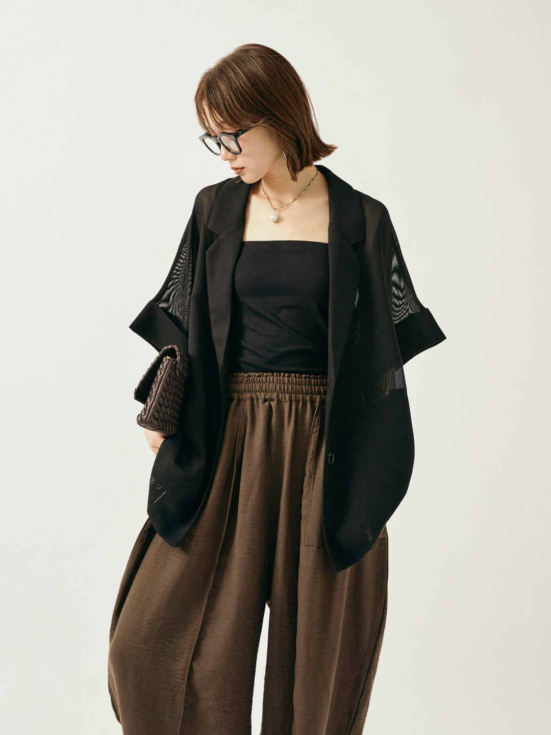 【Allure】[SET]メッシュハーフテーラードジャケット+メッシュハーフテーラードジャケット(2set)