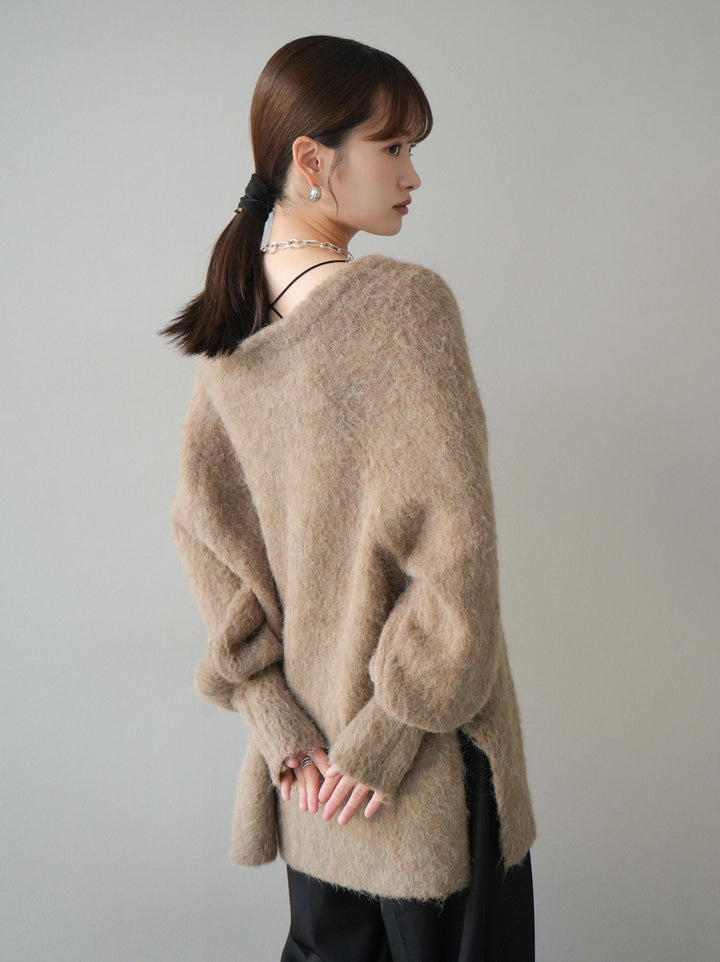 [予約]Vネックオーバーモヘアニットプルオーバー/モカ