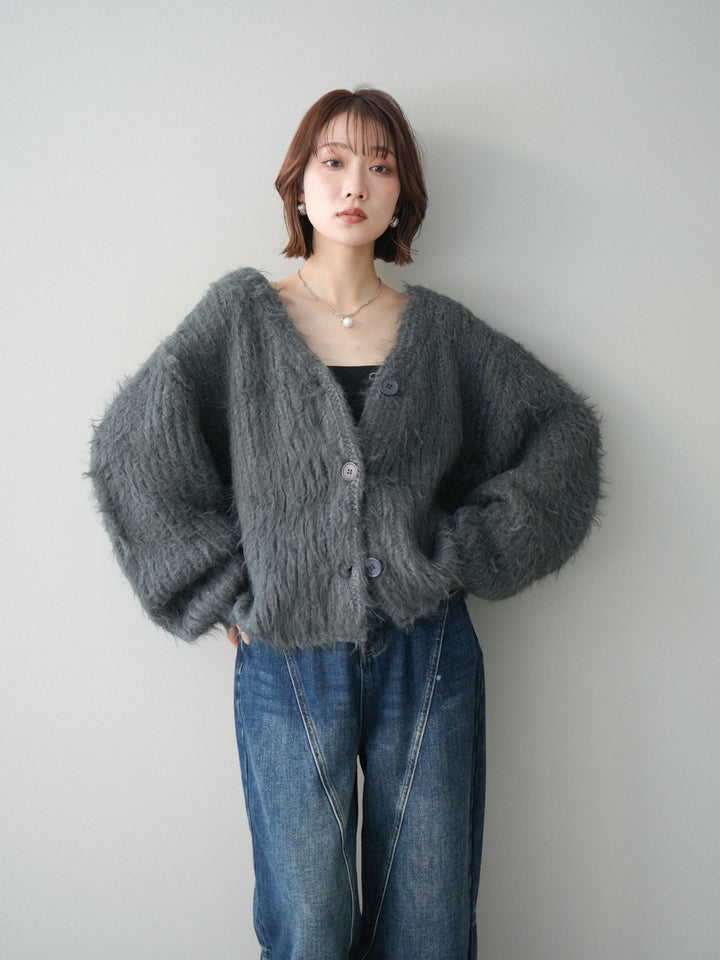 [SET]シャギーオーバーニットカーディガン+選べるアクセセット(2set)