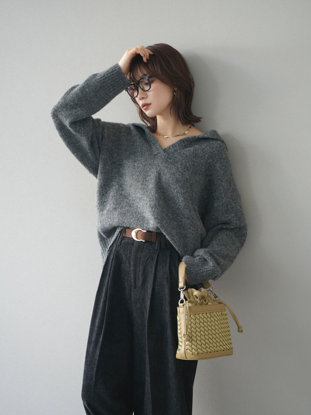 [予約]スキッパーニットプルオーバー/darkgray