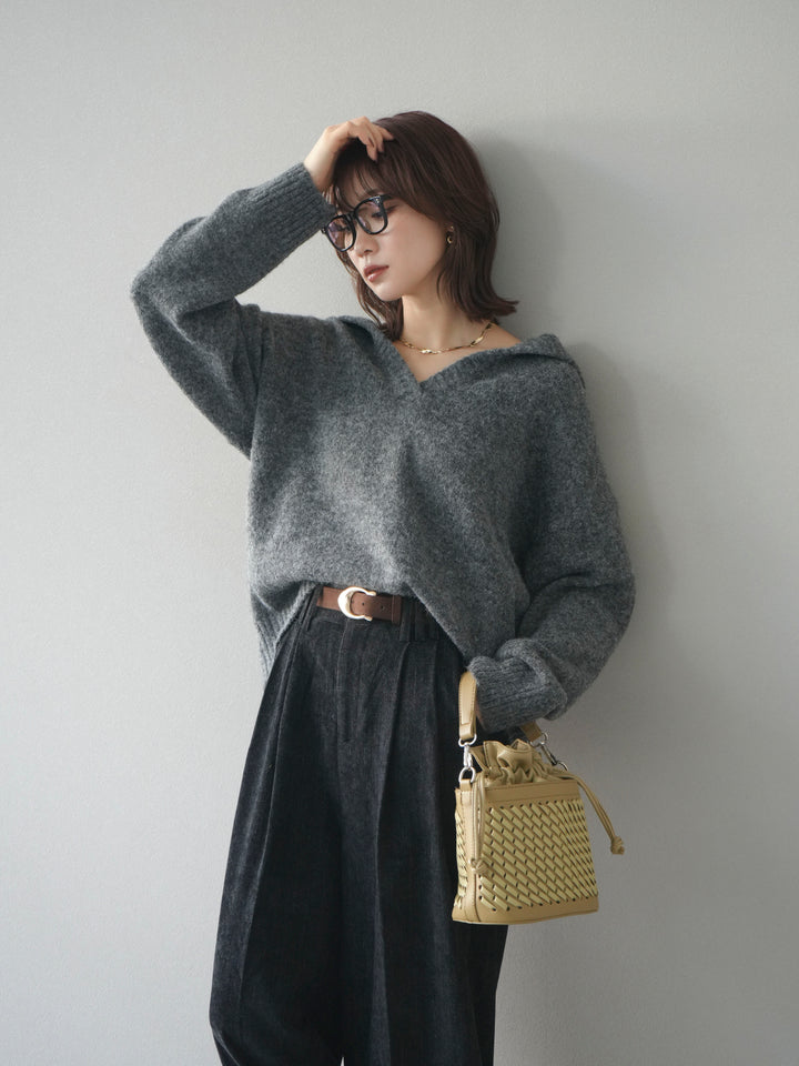 [予約]スキッパーニットプルオーバー/darkgray