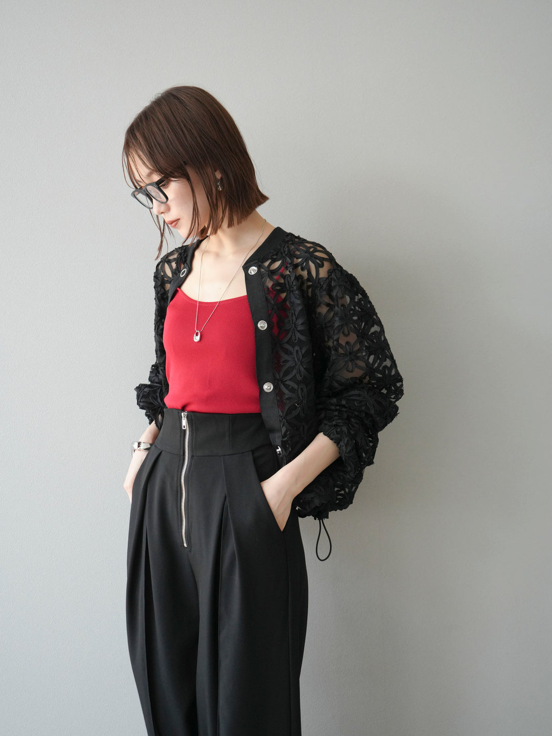 [予約]テープレースシアーブルゾン/ブラック