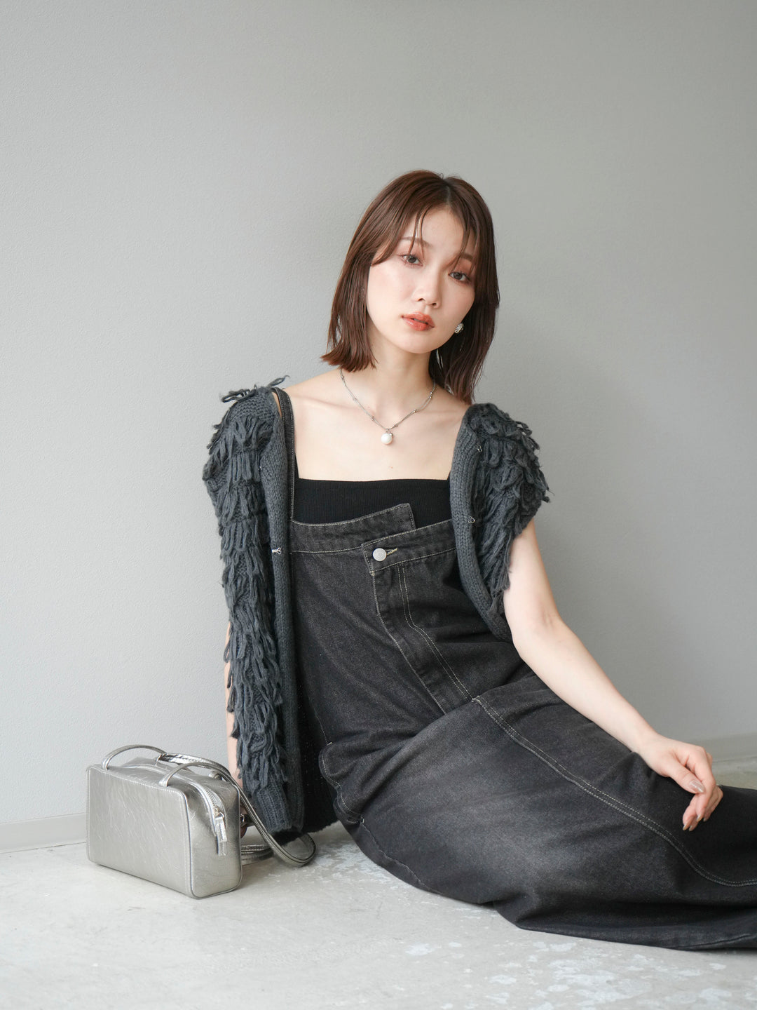 [予約]ループデザインベスト/チャコール