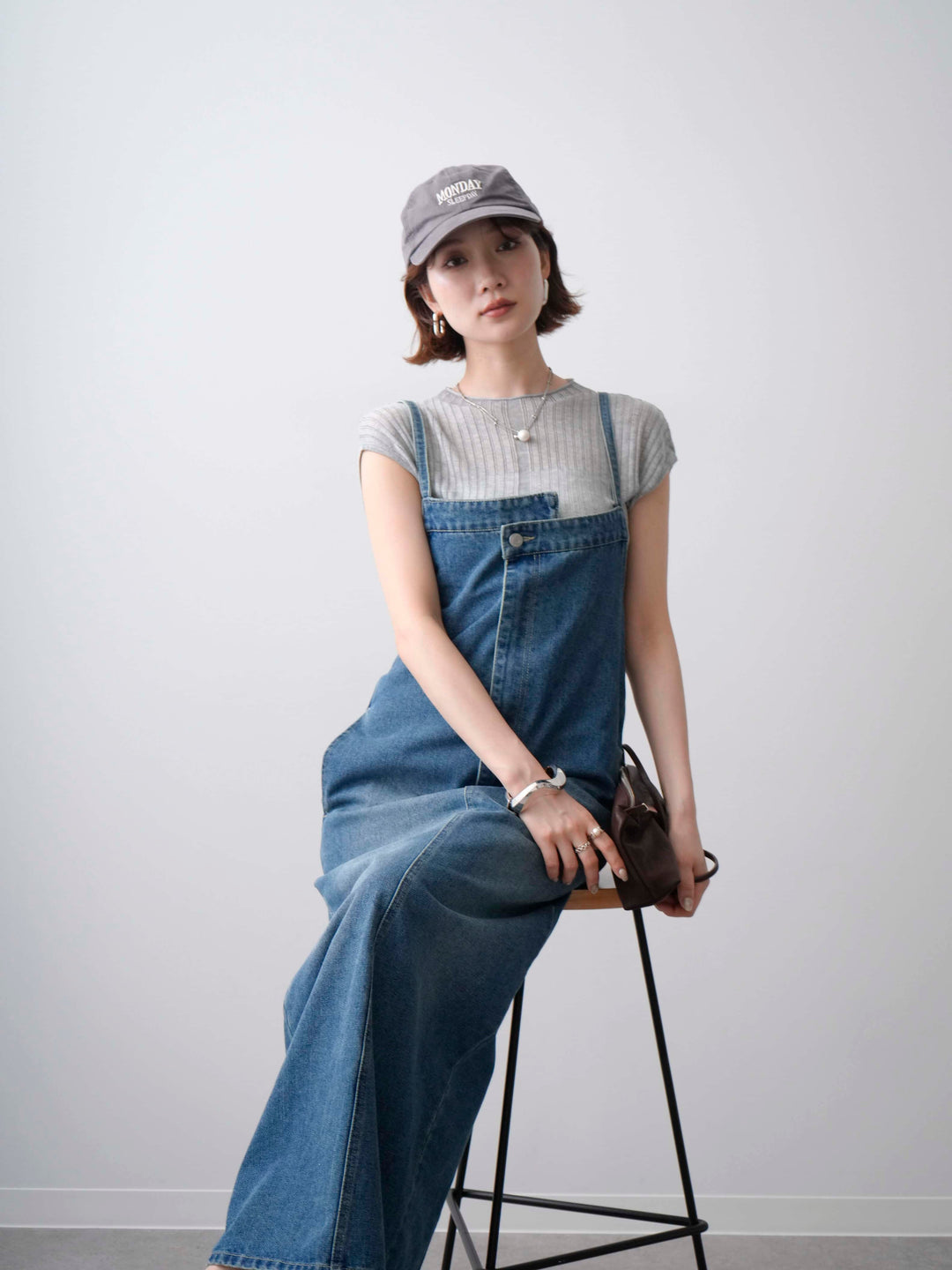[予約]シアーリブフレンチニットトップス/grey