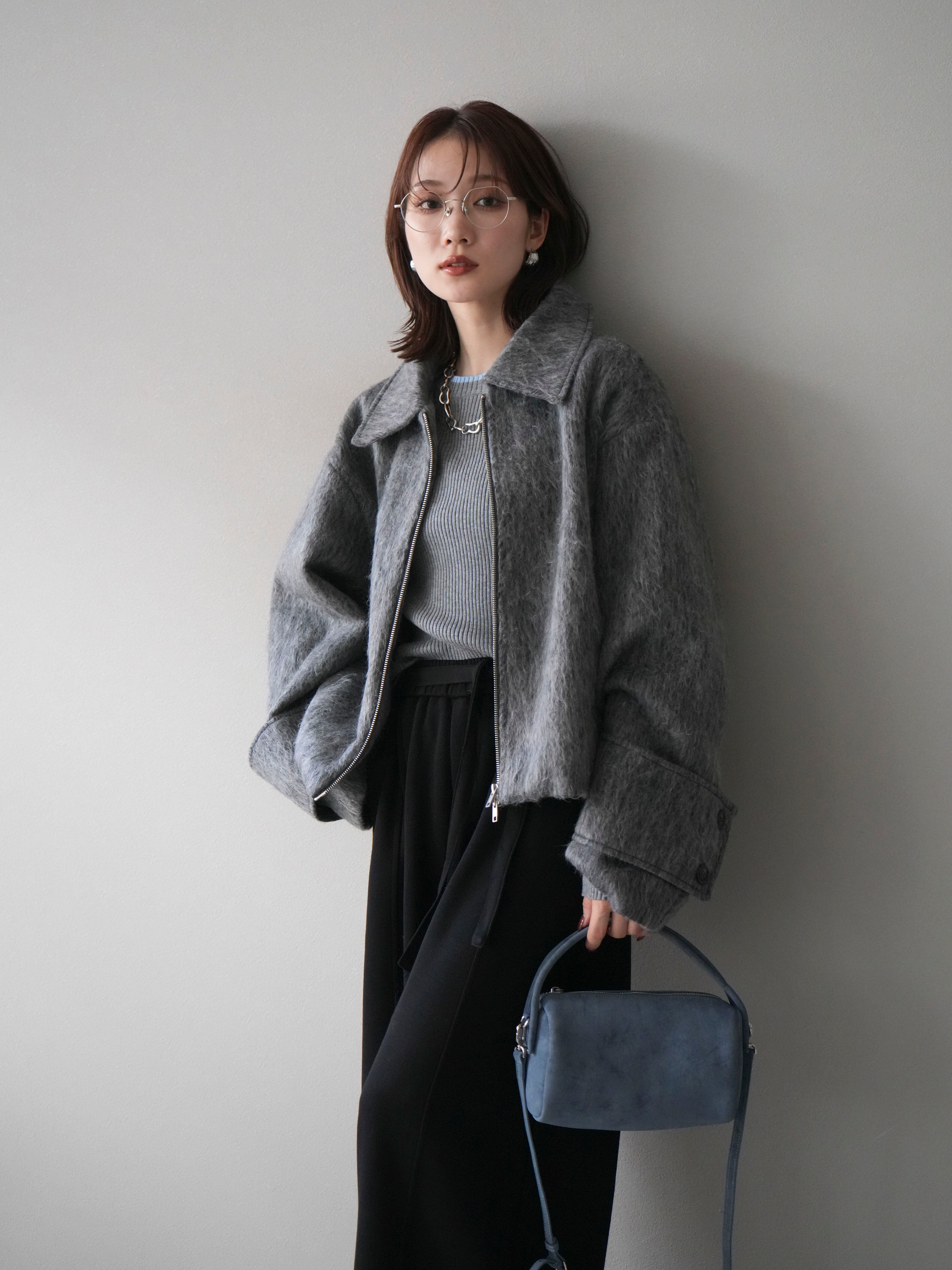 予約]袖ビックループシャギージップブルゾン/charcoal – Lumier