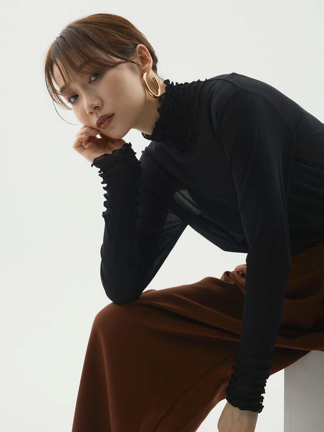 【Allure】[SET]シアーフリルメロートップス+シアーフリルメロートップス(2set)