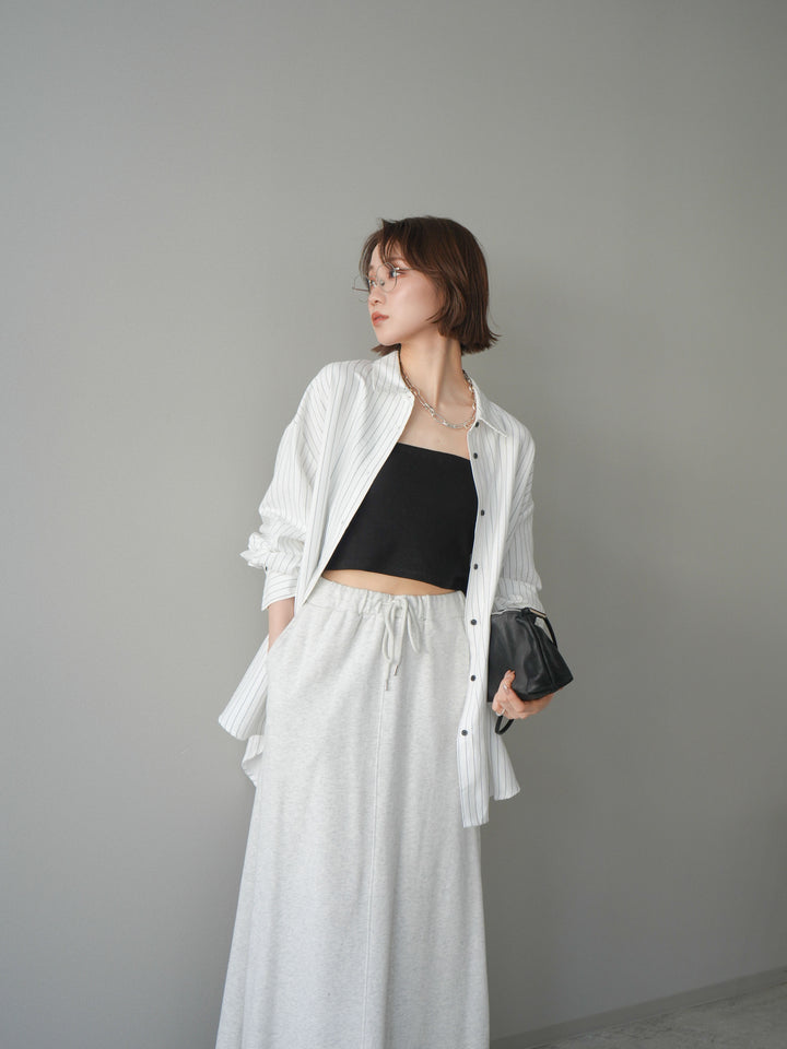 [SET]2WAYカシュクールストライプブラウス+スウェットフレアロングスカート(2set)